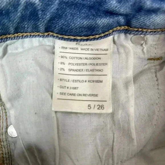 KanCan 5 / 26 Straight Leg Medium Wash Jeans Open Slits Hem Detail Distressed - Picture 9 of 10